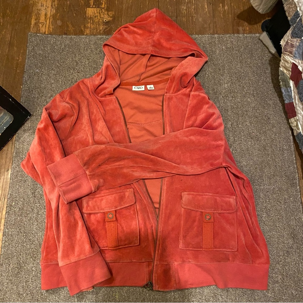 Cato Celvet Zip up hooded jacket sz L